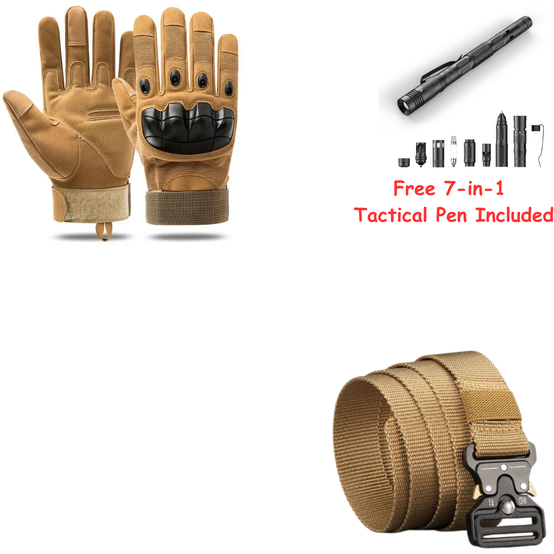 Tactical Gloves and Belt Duo