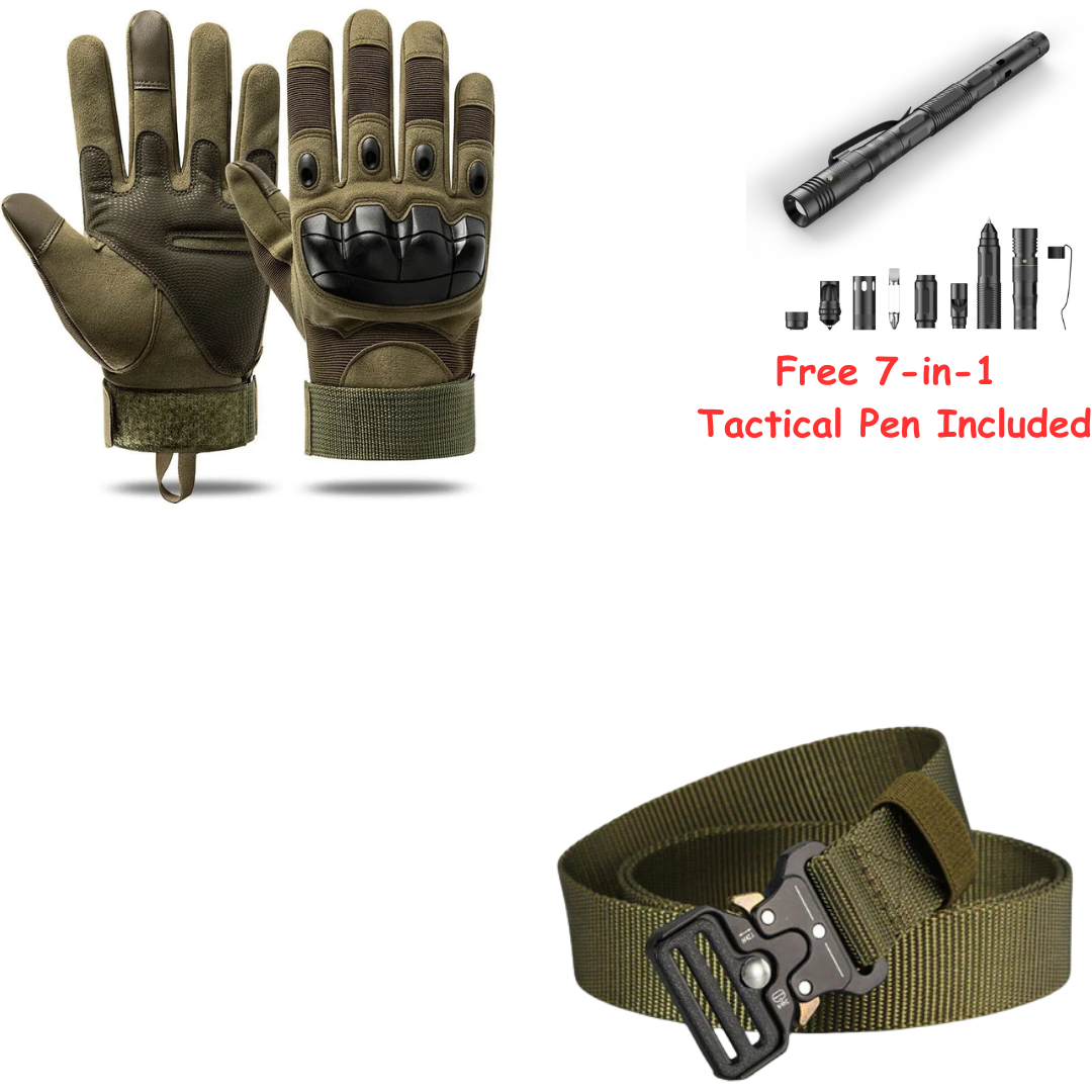 Tactical Gloves and Belt Duo